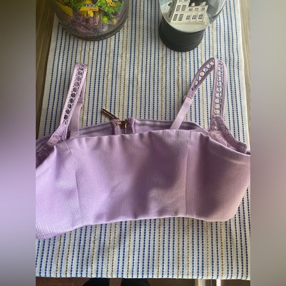 Bronx & Banco lavender top with a delicate lace bra